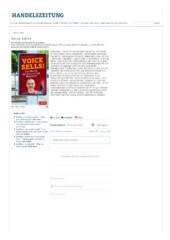 Webseite der „Presse“ mit einem Artikel mit einem Bild eines Buches mit dem Titel „Voice Sells“ und dem Foto des Autors Arno Fischbacher neben dem Text.