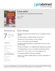 Eine Übersichtsseite von getabstract mit einem Buch mit dem Titel "Voice Sells!" von Arno Fischbacher auf Deutsch, mit einer Gesamtbewertung von 7 und Abschnitten mit der Überschrift "Bewert